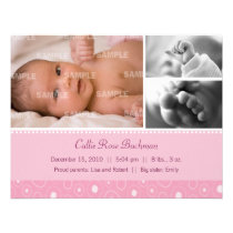 Blush Pink Gumdrop Baby Birth Announcements