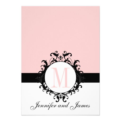 Blush Pink  Monogram Wedding Invitation