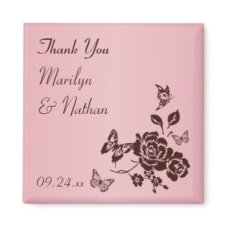 Blush Pink with Brown Flowers Wedding Favor magnet