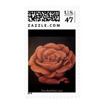 rose, flower, blush, fine art, flora, floral, love, plants, roses, painting, Selo postal com design gráfico personalizado