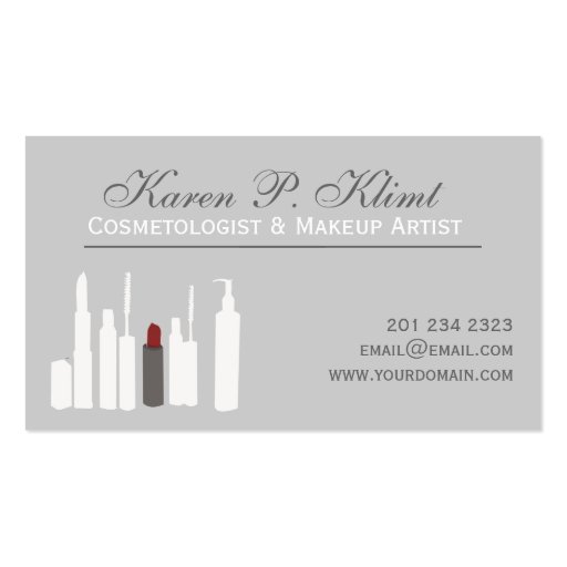 Blush Red Lipstick Cosmetics Business Card Template (front side)