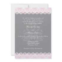 Blush Scalloped Damask Wedding Invitation