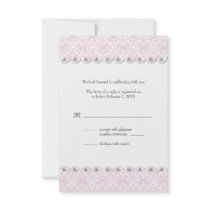 Blush Scalloped Damask Wedding Reply Card Personalized Invitation