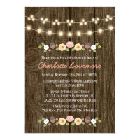Blush String of Lights Fall Rustic Baby Shower Card