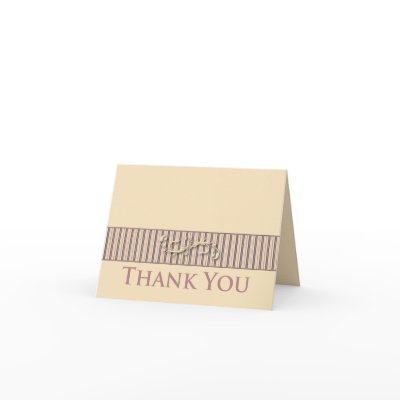Blush Stripe Flourish Collection Thank You Card by TheWeddingShoppe