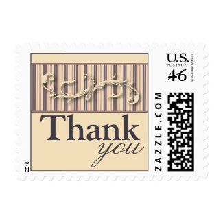 Blush Stripe Flourish Thank You Wedding Postage stamp