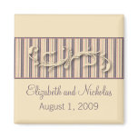 Blush Stripe Flourish Wedding Favor Magnet