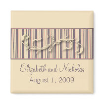 Blush Stripe Flourish Wedding Favor Magnet