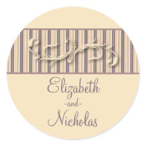 Blush Stripe Flourish Wedding Invitation Seal stickers by TheWeddingShoppe Blush Stripe Flourish Wedding Invitation Seal stickers