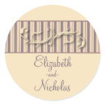 Blush Stripe Flourish Wedding Invitation Seal stickers