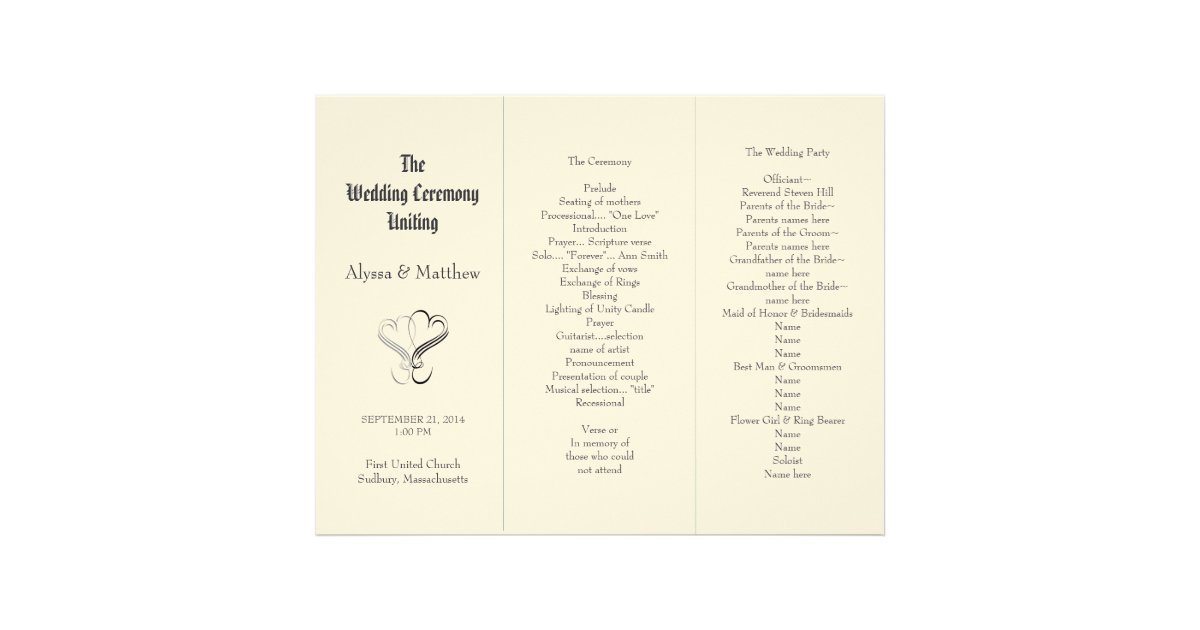 trifold wedding program templates free