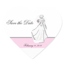 Blushing Bride Save the Date Heart Sticker