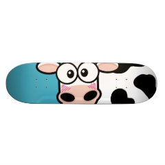 Blushing Cow on Blue Skateboard