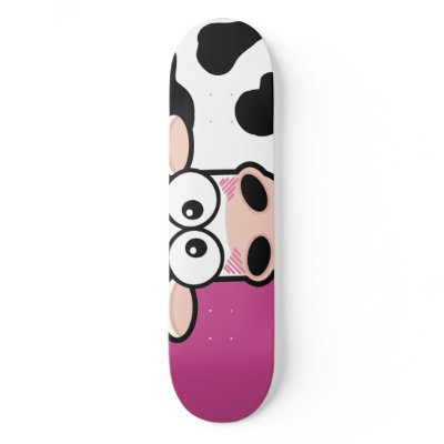 Blushing Cow on Pink Skateboard by LisaMarieDesign