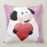 Blushing Sheep Holding Heart American MoJo Pillow