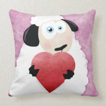 Blushing Sheep Holding Heart American MoJo Pillow