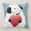 Blushing Sheep Holding Heart American MoJo Pillow throwpillow