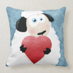 Blushing Sheep Holding Heart American MoJo Pillow