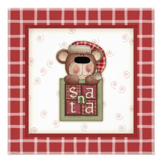 Blushing Teddy Bear Christmas Party Invitations