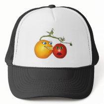Blushing tomato trucker hats