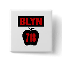 BLYN 718 Inside of Big Apple With Banner, 2 Color Button