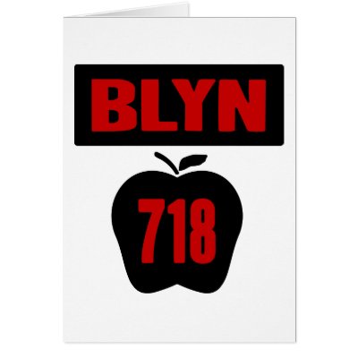 BLYN 718 Inside of Big Apple With Banner, 2 Color Greeting Cards by birdy27