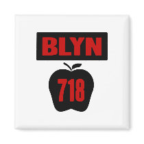 BLYN 718 Inside of Big Apple With Banner, 2 Color magnets