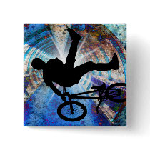 BMX in a Grunge Tunnel Buttons