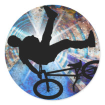 BMX in a Grunge Tunnel Round Sticker