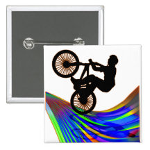 BMX on Rainbow Road Pinback Buttons