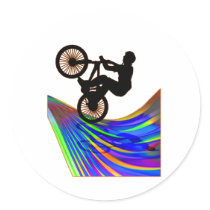 BMX on Rainbow Road Round Sticker