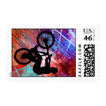 BMX on Rusty Grunge Postage Stamp