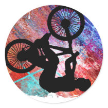 BMX on Rusty Grunge Round Stickers