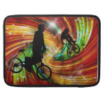 BMXers in Red and Orange Grunge Swirls Sleeves For MacBook Pro
