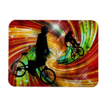 BMXers in Red and Orange Grunge Swirls Flexible Magnet