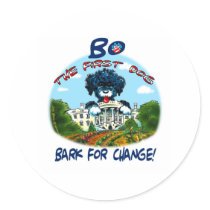 Bo Obama "Bark for Change!" Round Stickers