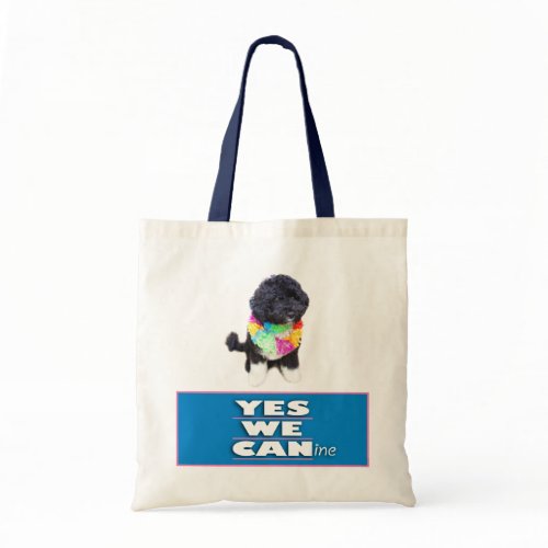 BO Obama YES WE CANine Budget Tote Bag, navy blue bag