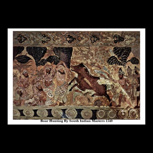 Boar Hunting By South Indian Masters 1540 Print