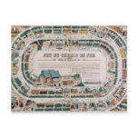 Board for a railway game, 1850 postcard