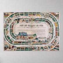 Board for a railway game, 1850 posters