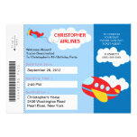 Boarding Pass Airplane  Birthday Party Invitation