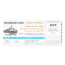 boarding pass cruise wedding invites with RSVP
