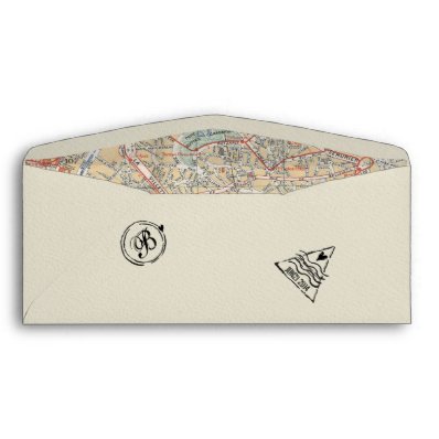 Boarding Pass Envelope with Passport Stamps & Map
