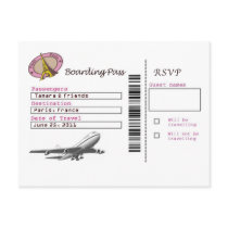 Boarding Pass RSVP Post Card