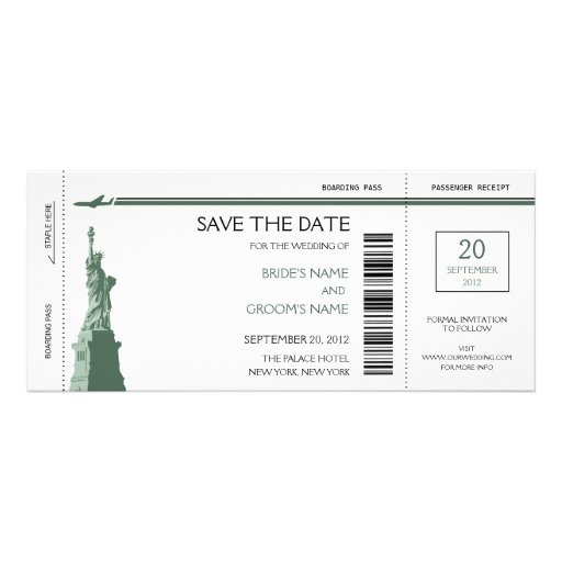 Boarding Pass Save the Date Invitations from Zazzle.