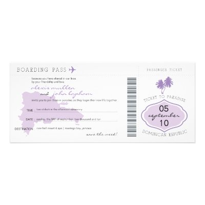 Boarding Pass Save the Date to Dominican Republic Personalized Announcement