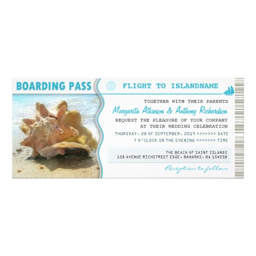 boarding pass ship boat ticket wedding invitations