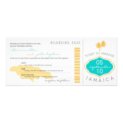 Boarding Pass to Jamaica Wedding Invitation