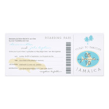 Boarding Pass to Jamaica Wedding Invitation