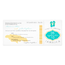 Boarding Pass to Jamaica Wedding Invitation